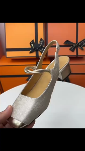 New Chinese Style Sandals for Women Block Heel Soft Sole Sandals Satin Lazy Shoes