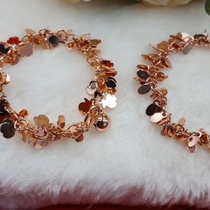 สร้อยข้อมือนาก สร้อยข้อมือพวงห้อยกระพรวน ยาว 6 นิ้ว โรสโกลด์ พิ้งค์โกลด์ ตะขอตัวเอ็น เสริมบารมี ใส่อาบน้ําได้