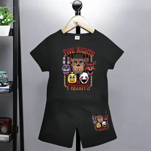 Summer Tshirt Kids Five Nights T-shirt Set Boys Clothing At Freddys Short Sleeve 3-12 Girls Cartoon Animal Print