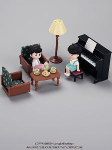 Đồ Chơi Mô Phỏng Piano Trà Đồ Ăn Nhẹ Nhàng Nhà Trẻ Em Bộ Đồ Chơi Phòng Khách Bàn Trà Ghế Sofa Mô Hình Micro Scena Creative House Miniature