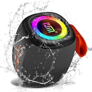 NEWMSNR Mini Wireless Bluetooth Speaker Portable Outdoor RGB Ambient Light IPX6 Waterproof Subwoofer 8W Heavy Bass TWS Dual Pairing Handsfree TF Card USB Flash FM Radio Compact Travel Shower Speaker Party Desk Audio System