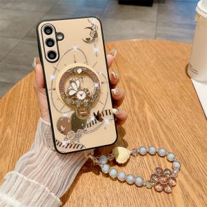 Case for Samsung Galaxy A55 A35 A25 A15 A16 Delicate Ring Bracket Magnetic Back Cover With Boutique Bracelet Fine-Hole Lens Camera Protection Anti-Drop Shockproof Protective Case