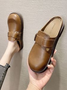 Belt Buckle Slip-On Slippers Soft Bottom Outdoor Wear Spring Summer Korean Style Flat Heel Anti-Slip Simple Mule Shoes