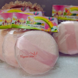 Spon Bedak Bulat Kering 8x8cm Spons Powder Puff Handle Pita Soft Rahma Bedak Tabur-Aurora Store