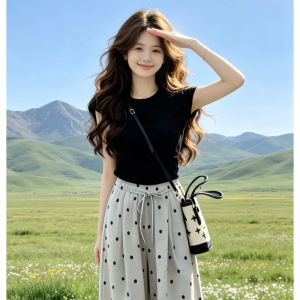 Shalldoer | Slimming Polka Dot Two-piece Set Summer