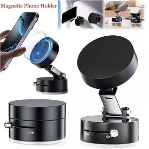 Adjustable Vacuum Magnetic Suction Cup Phone Mount Hands-Free Magnetic Cell Phone Holder for Car/Gym/Mirror/Smoot