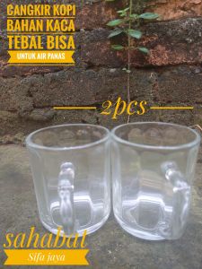 2pcs Gelas Kopi Kaca Tebal 200ml