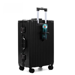 BINGER Multi-Functional Aluminum Frame Luggage Carry-On Suitcase with Combination Lock for Travel Durable Polyester Lining