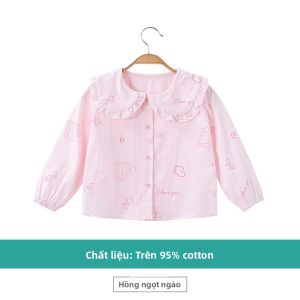 Hamqi | Áo Sơ Mi Dài Tay Cotton Hình Thú Đáng Yêu cho Bé Gái
