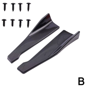 Kcimo | Gloss Black Carbon-Fiber Look Universal Bumper Protector Strip Anti-Collision Front Rear Corner Guard for Vehicle