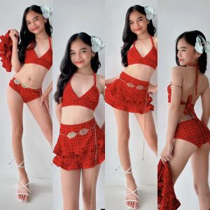 Kyian.ph Cheska 3in1 Swimsuit 6-9yo petite for kids girls RTW OOTD GINGHAM TWEED CREPE STYLISH OUTFIT