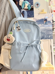 Beard Chicken Brand Womens Korean Style INS Butterfly Knot Shoulder Bag Simple Versatile Large Capacity Backpack for Campus