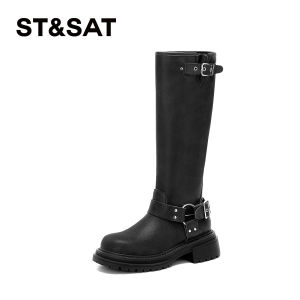 Retro Trendy Rider Boots Womens 2024 Autumn New High Tube Boots Thick Heel Versatile Slimming Heightening Womens Boots