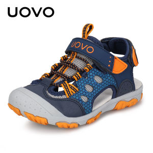 Boys Sports Sandals 24-34 Kids Girls Flexible 2 Velcros New Fashion Style Cool Mesh Textile Anti-Collision Toe-Closed Durable Casual Shoes Comfy Non-Slip Leisure Soft Kindergarten Primary School Students Preschoolers Cute Infants Children Beach Slippers