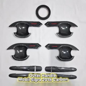 Cover Pegangan Pintu Handle Outer Mangkok Mobil Daihatsu Sigra 2016 Carbon Glossy