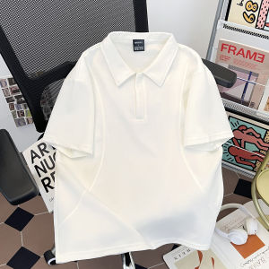 Áo Thun Tay Ngắn Cổ Polo Dáng Rộng Màu Xám Cleanfit Phong Cách Mỹ Mùa Hè Thường Ngày Không Cần Ủi