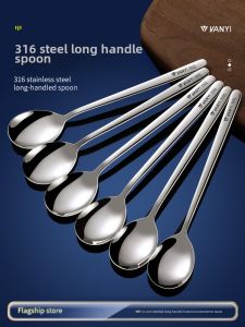 Food Grade Stainless Steel 316 Long Handle Small Soup Spoon High End Korean Style Home Use Spoon Child Size Dining Utensils