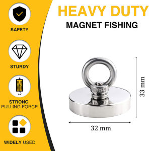 Super Strong Neodymium Fishing Magnet Hooks N52 Heavy Duty Magnet with Countersunk Hole Eyebolt 16-60mm Salvage Searcher Magnets