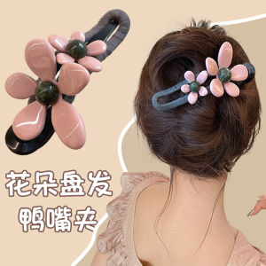 Flower Style Updo Duckbill Clip Children 2024 New Arrival Summer Back Head Grip Large Hair Clip Headdress Hairpin