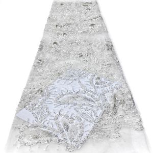 Luxurious African Sequins Lace Fabric High Quality 2026 Heavy Beads Embroidery French Tulle Lace for Wedding Dress