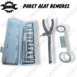 paket bongkar !! kunci sok set 1/2 inch 10pcs + kunci L set Panjang Hdt + treker cvt + kunci cvt 39×41 mm