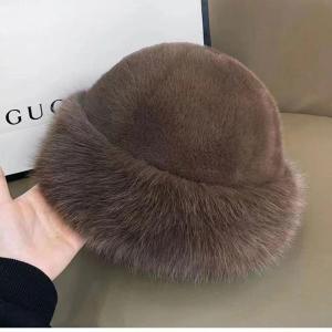 Fluffy Fur Womens Winter Warm Bucket Hat Plush Fisherman Style Thicken Cold Snowy Day Panama Cap with Earflap