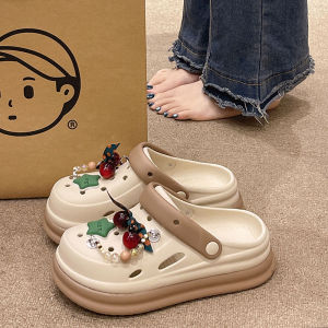 Dép Đế Dày Mùa Hè 2025 Cho Nữ Đế EVA Chống Trượt Đế Ngoài Đế Trong Bằng PU Dép Xăng Đan Dễ Thương Có Hình Quả Mâm Xôi