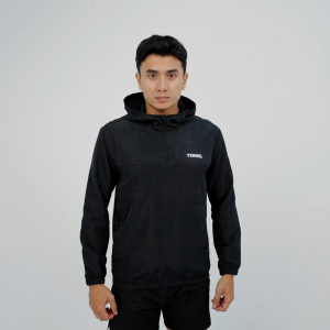 Terrel man basic cagoule jacket black olah raga gym lari running