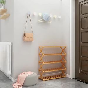 Shoe Rack 6 Layer Solid Wood Organizer Wooden Storage Shelves Stand Shelf Space Saving Rack Bamboo