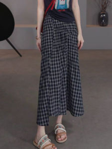 Shalldoer | กระโปรงทรงเอเอวสูงลายสก็อตเข้ารูป ทรงหลวม ระบายอากาศได้ดี สำหรับผู้หญิง ฤดูร้อน 2025 กระโปรงทรงเอเอวยางยืด