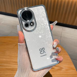 Ultra-Thin Transparent Electroplated Frame Womens Style Huawei Nova12 Phone Case Protective Cover Full Lens Protection Shock-Resistant