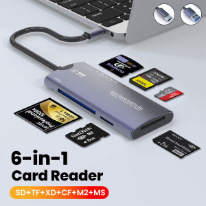 elough | 6 in 1 USB Memory Card Reader Multifunction Type C SD/TF/MS/XD/CF Reader Multi Memory Card Reader for PC Laptop Accessories