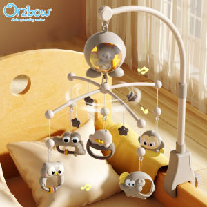 Orzbow Baby Bedside Bell Rotating Bed Bell Stand Baby Soothing Doll Pendant Hanging Toy Gift With Lights and Music