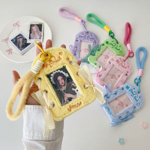 Hisocute Ballet Style 3 Inch Small Card Holder for Fan Bé Gáis DIY Ribbon Plush Card Case Student Lunch Card Pouch Ins Style