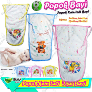 12Pcs Popok Bayi Kain Tali Ikat Besar dan Kecil Newborn dengan 6 Pcs Warna Ceria dan Desain Lucu