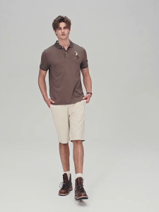 Giordano Mens Slim Embroidery Short Sleeve Polo 01016210
