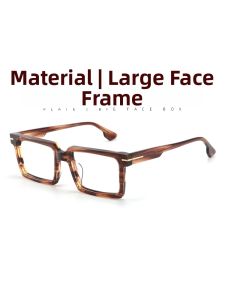MOKCHEON | Retro Large Face Square Eyeglasses Frame For High Prescription Handmade Acetate