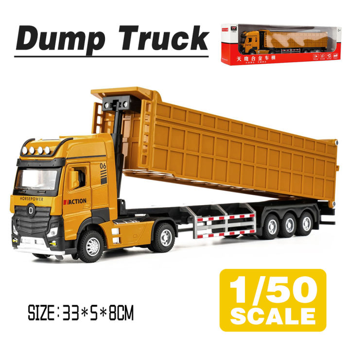 Metal Toy Trucks For Children LEO 1:50 Trailer Dump Truck Metal