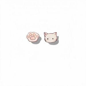 Soft and Pinching Cats Paw Claw Heat Shrinkable 925 Silver Ear Studs and Clips Magnet Color Lead Epoxy Hand Painted