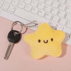 【♡Lovely girls house♡】4Pcs Bag Pendant Keychains Mini Yellow Stars Plush Toy New Tiny Keychain Toy Stuffed Plush Five Stars
