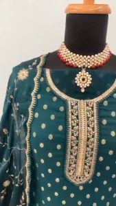 [PRE ORDER] EID SPECIAL DRESS  {KURTI DRESS SET 3 PICS  COLLECTION} SIZE:-MATERIAL ALSO READY MADE    FABRIC :- Dola Jecard Silk ~ Delivery Lead Time : 10 days