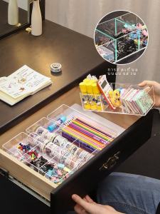 under-Table Drawer Stationery Storage Partition Handy Gadget Multi-Grid Transparent Partition Storage Pencil Case Desktop Kitchen Office Good Stuff
