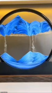 3D Moving Sand Art Picture Round Glass Deep Sea Sandscape Hourglass Quicksand Craft Flowing Painting Office Home Decor Gift