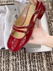 Retro Thick Heel Mary Jane Shoes For Women Heel Shoes Chunky Heel Sandals Doll Shoes Women Red Shoes School Shoes Block Heel OOTD Back Strap Mid Heel Pumps Elegant Sandals With Heels For Women Korean