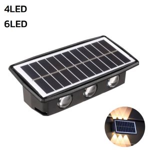 โคมไฟโซล่าเซลล์ ไฟติดผนัง ไฟติดรั้ว ไฟโซล่าเซลล์ โคมไฟติดผนังภายนอก 4led 6led ใช้พลังงานแสงอาทิตย์ กันน้ำ Simple light