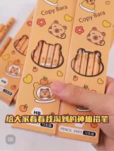 (READY STOCK) 12pcs Kuromi Melody Capybara Pencil Sketch Wooden Lead HB Children Drawing School Writing 12支卡皮巴拉美乐蒂库洛米铅笔