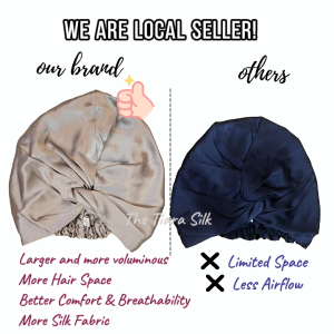 The Tiara Silk Mulberry Silk Bonnet Silk Turban Double sided 19 momme Sleep Hat Confinement cap