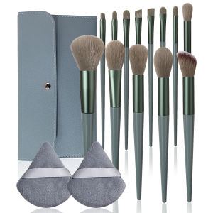 New Hot Large-Size Plastic Handle Makeup Brush with Storage Bag Soft Hair Brush Set Large Loose Powder Puff Fashion Makeup Kit