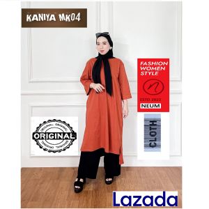 Kaniya mk04 Pakain Muslim Long Tunik Desain Terbaru Panjang Kekinian Terbaru Neum Pesona Tunik Cantik Desian Modis Simple Adem Kaos Tunik ootd