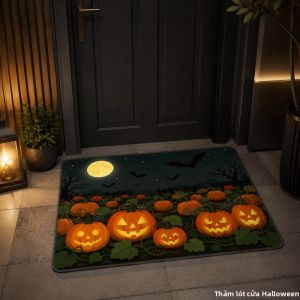 VIKAMA Halloween Đèn Lồng Bí Ngô Thảm Chùi Chân Mềm Mại Chống Trượt Trong Nhà/ngoài Trời Thảm Lối Vào Mùa Thu Trang Trí Trang Trí Nhà Cửa Thẩm Mỹ